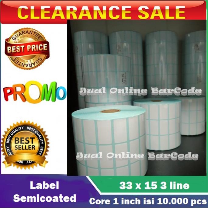 

Gaya Stiker Label Barcode Semicoated | Semicode 33X15 33 X 15 3 Line 10.000 Terbatas