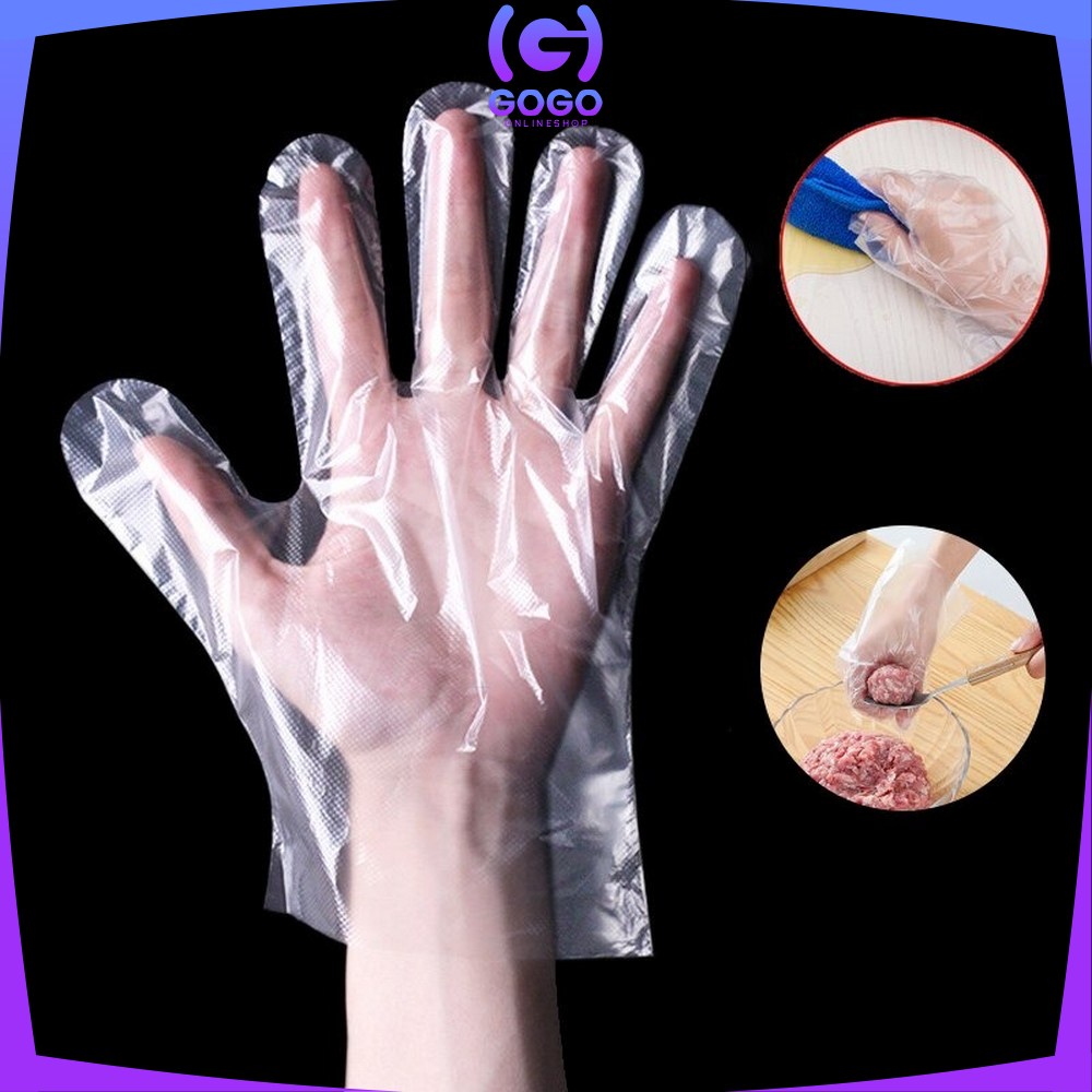 GOGO-C127 Sarung Tangan Plastik 100PCS (50PSG) Steril Sekali Pakai Hand Glove Dapur Transparan