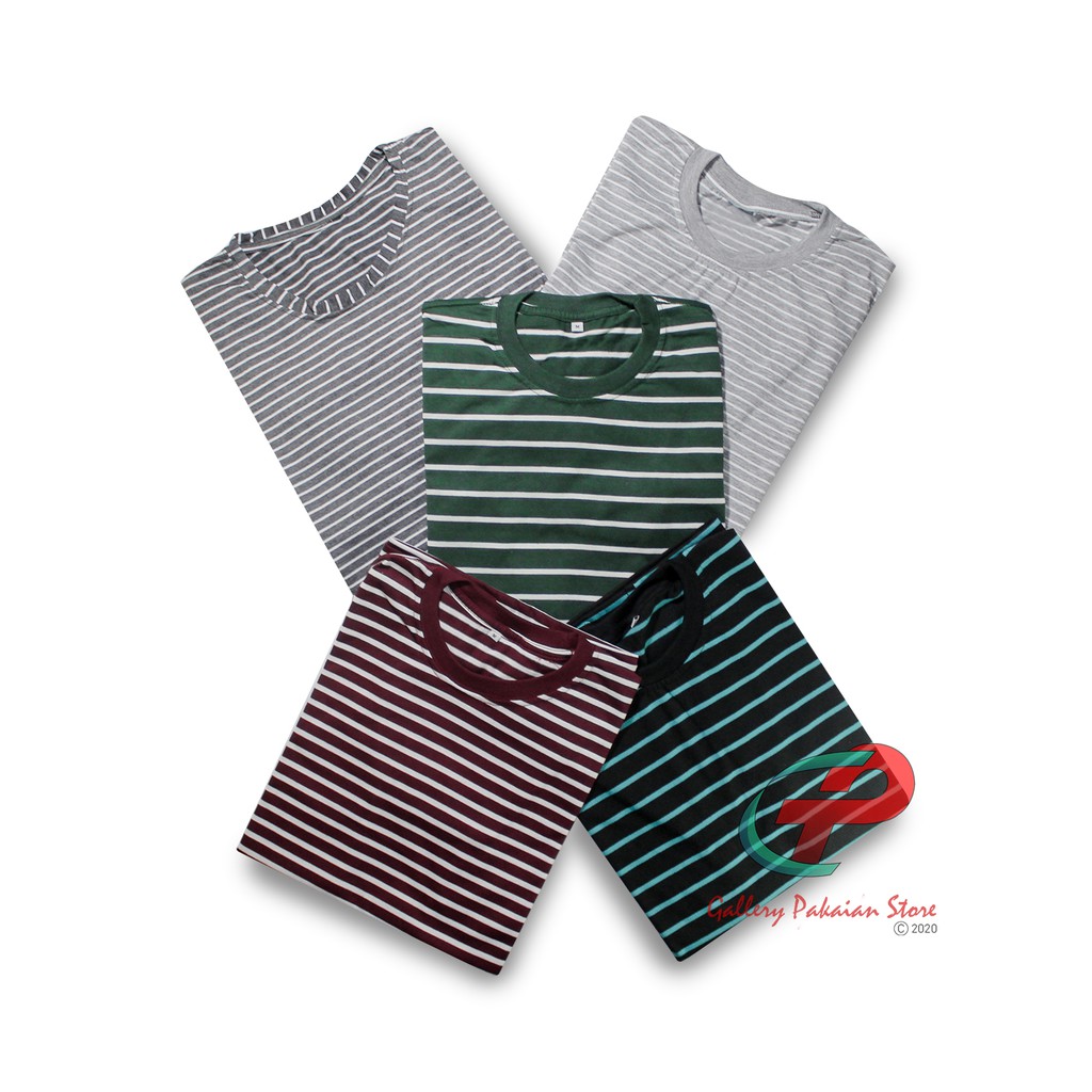 T-SHIRT STRIPE Kaos salur pria unisex paket 2 strip garis keci dan besar termurah kaos distro