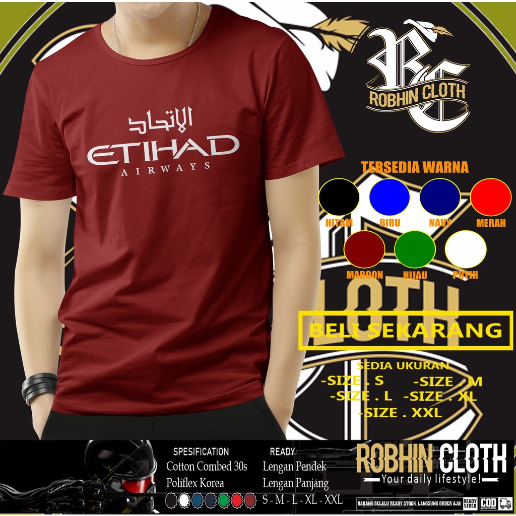 Kaos Baju Etihad Airways Kaos Perusahaan Penerbangan