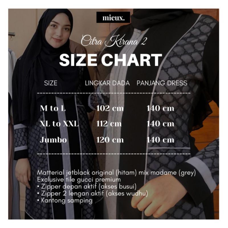 Terbaru Gamis Abaya Citra Kirana #2, Exclusive Jetblack Ori mix Madame & Tile Gucci Premium, by Mieu