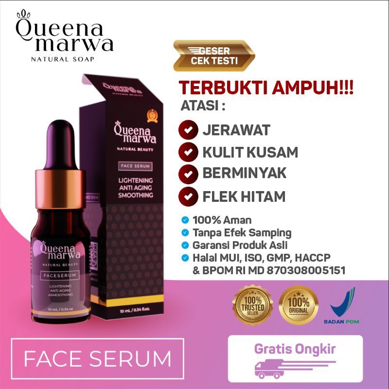 Serum Wajah Pencerah Penghalus Perawatan Kulit Wajah Penghilang Noda Jerawat Queena Marwa Face Serum