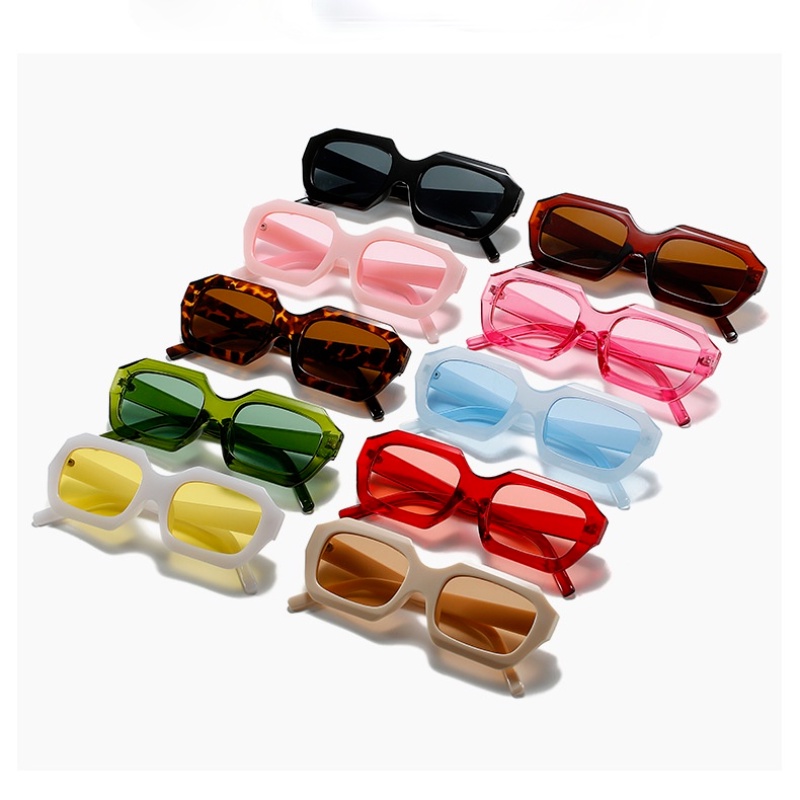 (YUZHU) New Fashion Square Retro Sunglasses European and American Fashion Jelly Color Notch Design Sunglasses Unisex