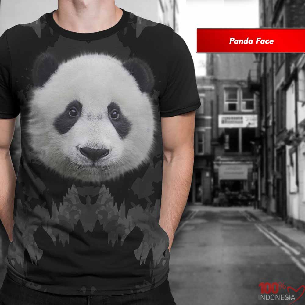 Kaos Print 3D Animal Limited Panda Face -Grosir Kaos 3D