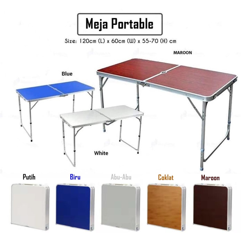 Miliki segera!!! Meja Lipat Portable / Meja Kerja Meja Lipat Serbaguna Uk 120cm x 60cm Meja Koper Model Kaki Bulat