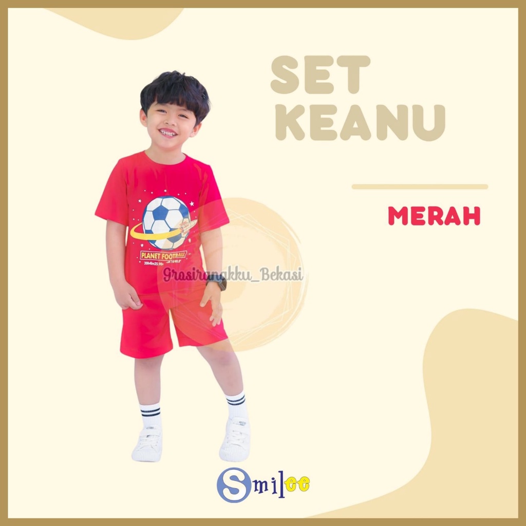 Setelan Anak Bola Keanu Smilee Warna Merah Size 1-5 Tahun