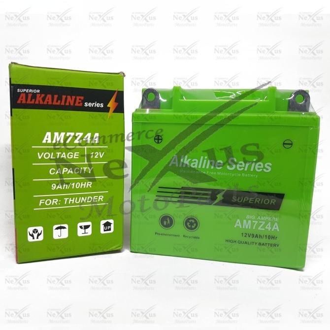 ORIGINAL - Aki Motor ALKALINE AM7Z4A 12N10 12N9 / 12V 9A Thunder Binter Vespa