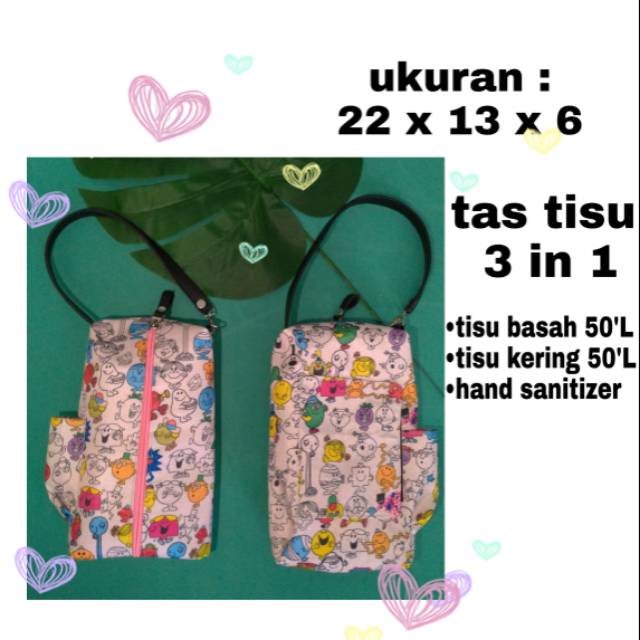 Pouch tissue 3 in 1 serbaguna tempat tissue kering ,pouch tisue basah lucu dan ngehist