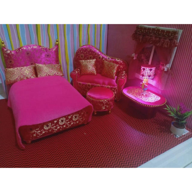 Tempat tidur/kasur boneka barbie 30cm