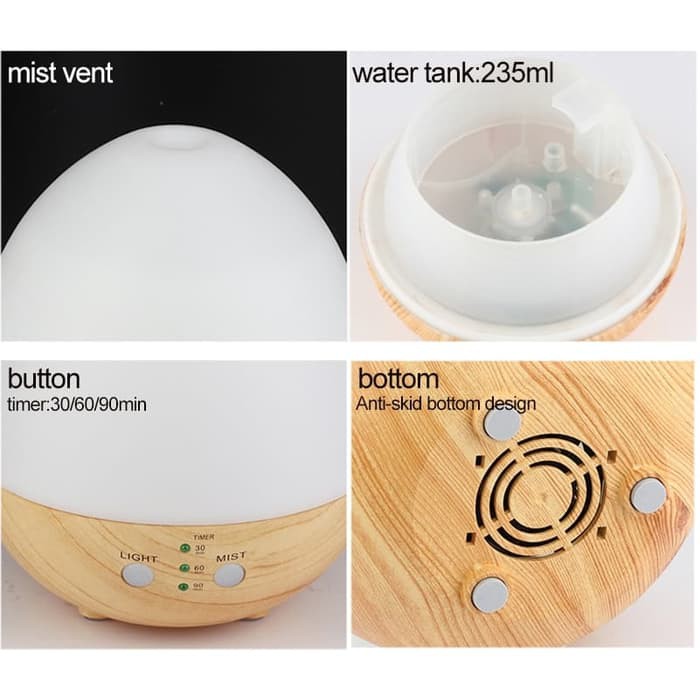 Aromatherapy Air Humidifier Wood 230ml With RGB LED Light