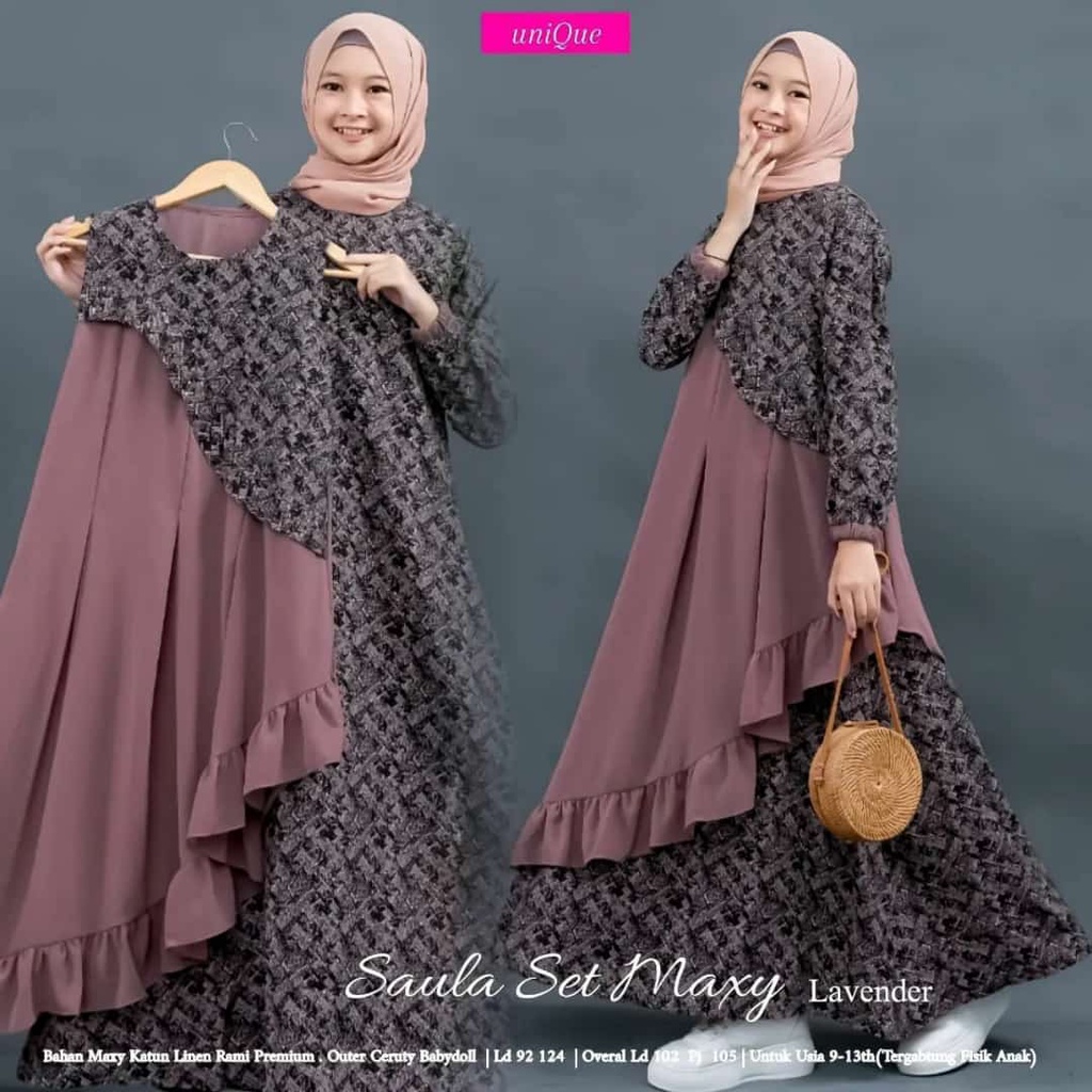 SAULA SET MAXI/MAXI DRESS ANAK PEREMPUAN/MAXI DRESS ANAK KEKINIAN/MAXI DRESS ANAK MURAH