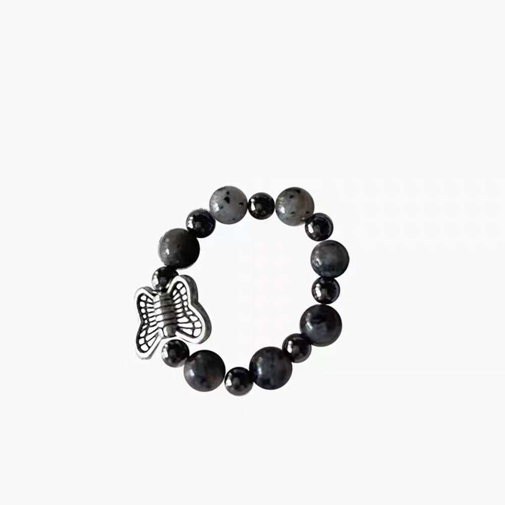 NEEDWAY Manik-manik Cincin Elastis Manis Trendi Hadiah Kupu-Kupu Perempuan Gaya Korea Ring