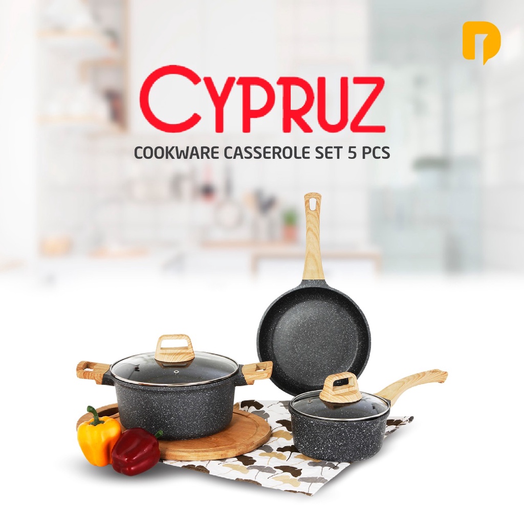 Cypruz Cookware Casserole Set 5 Pcs