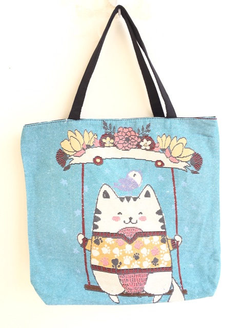 Tas tote bag kanvas besar cat series import