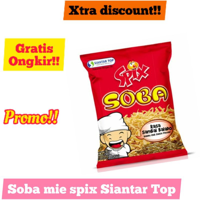 

Siantar Top Soba spix 11gr / mie soba snack anak / sambal balado