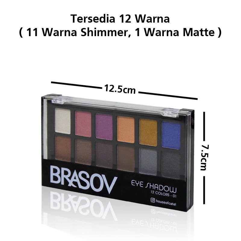 Brasov Eyeshadow Pallete 12 Colors / Nudes - Brasov Eyeshadow with Brush Original BPOM