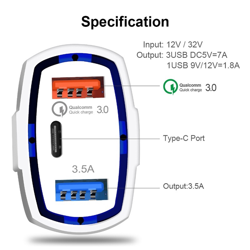 COD Garansi Car Charger Fast Charger PD 18W Type C Small Rocket 3 USB Quick Charge 3.0