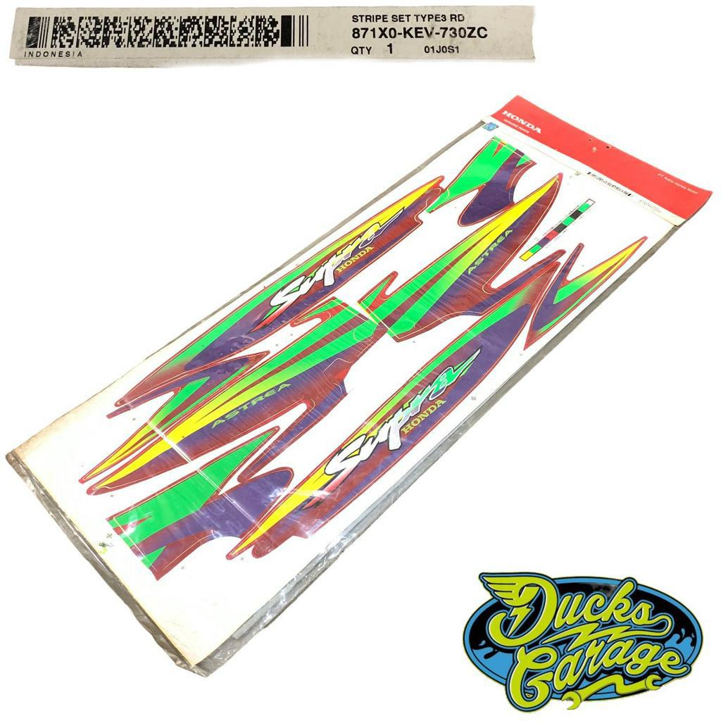 Striping Sticker Stiker List Body Honda Supra 100 Lama Original Hijau Ungu