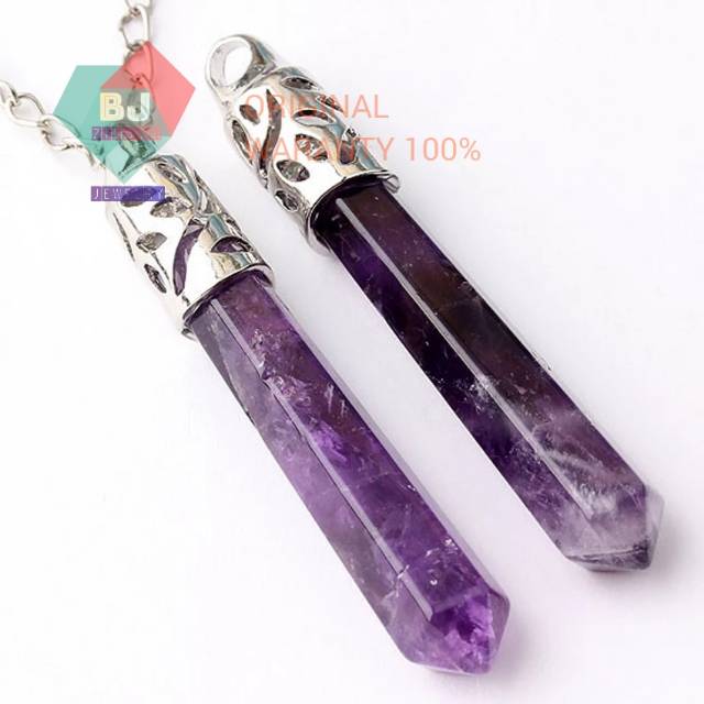 Liontin Batu Kecubung Amethyst Natural Asli Free Kalung Korea