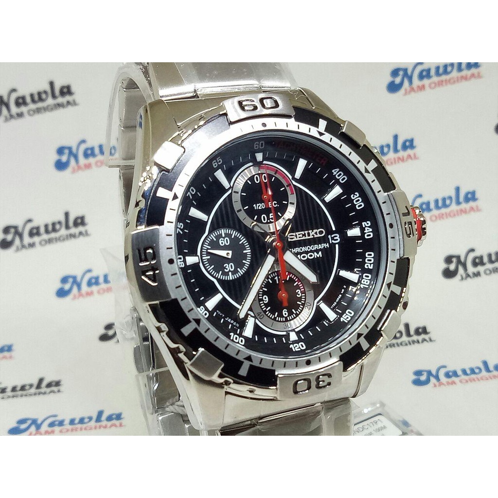 Seiko Quartz SNDC17P1 Chronograph Black Dial - Jam Tangan Pria SNDC17