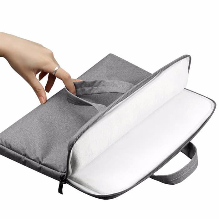 Sleeve Case Tas Laptop 14 inch Softcase Nylon Jinjing With Pouch Waterproof - Grey