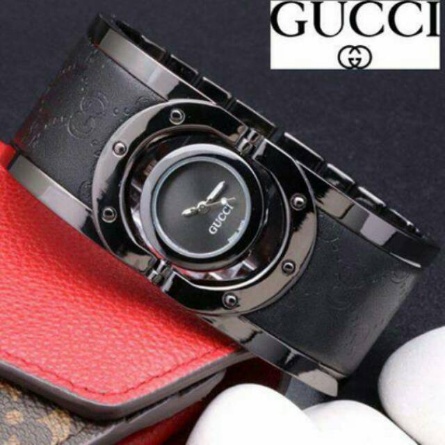 Gucci Black Bangle Kombinasi Kulit
