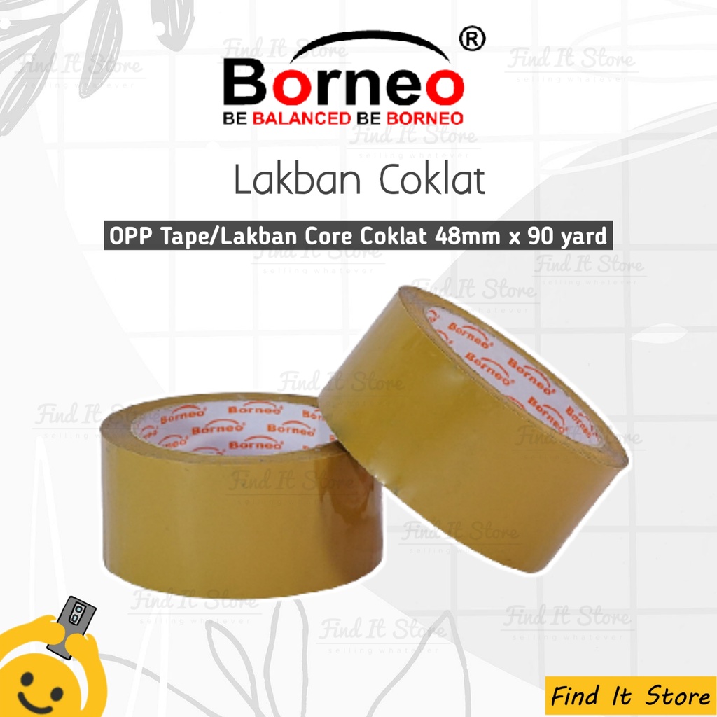 Borneo Lakban Isolasi OPP tape / Lakban Core Orange Bening &amp; Coklat 2&quot; inch / 48mm x 90 yard