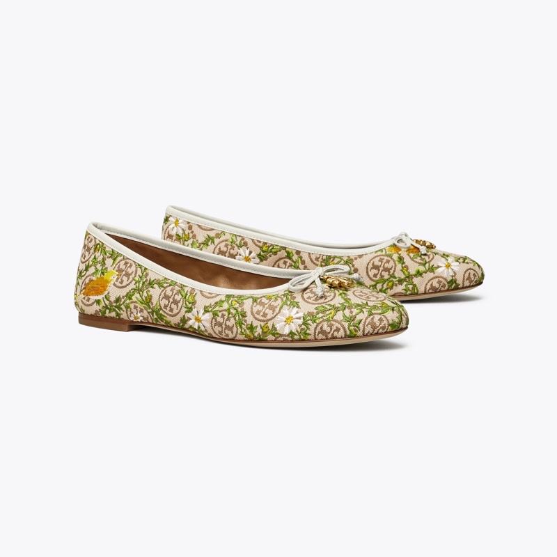 TORY BURCH T MONOGRAM TORY CHARM BALLET FLAT
