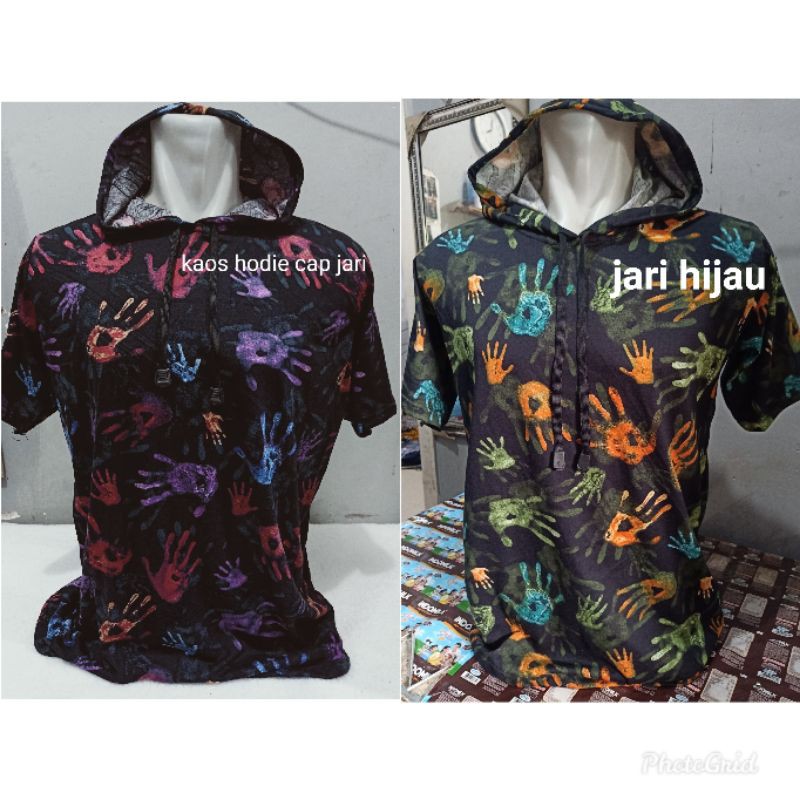 kaos hoodie bercak jari size S-5XL