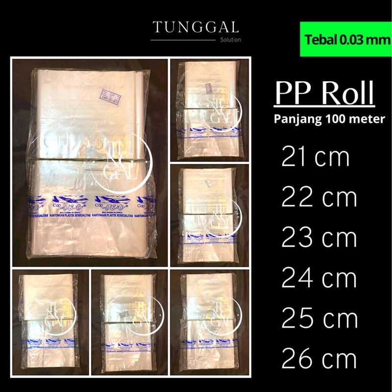 Plastik PP Roll Cap Jet - panjang 100 meter, tebal 0.03 mm. plastik laundry kiloan; plastik loss; pl