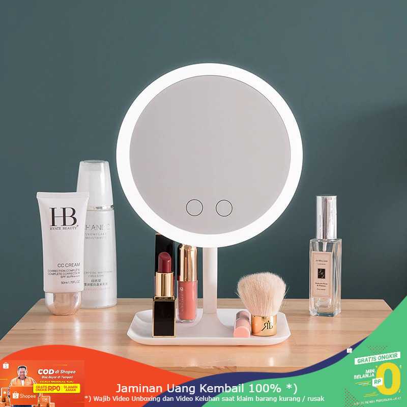 (BISA COD) RVOSTR ORZ Cermin Makeup dengan Lampu LED Ring Light + Wadah - HZJ-033
