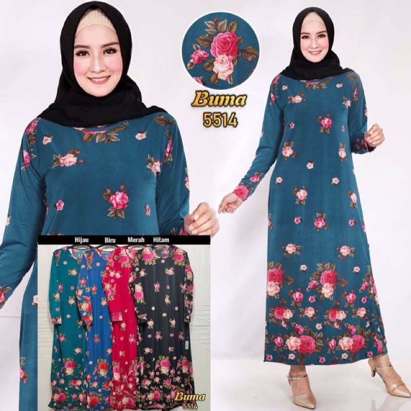 Gamis Motif Bunga Spandek Premium Terbaru