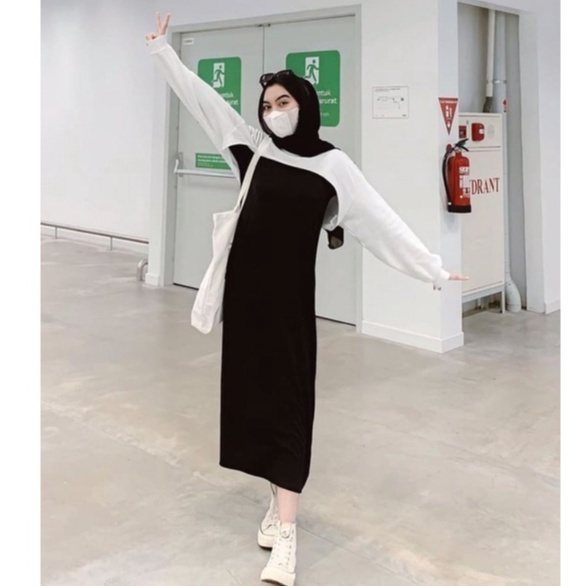 DRESS INNER SPAN / DALEMAN SPAN PANJANG BAHAN CREPEE