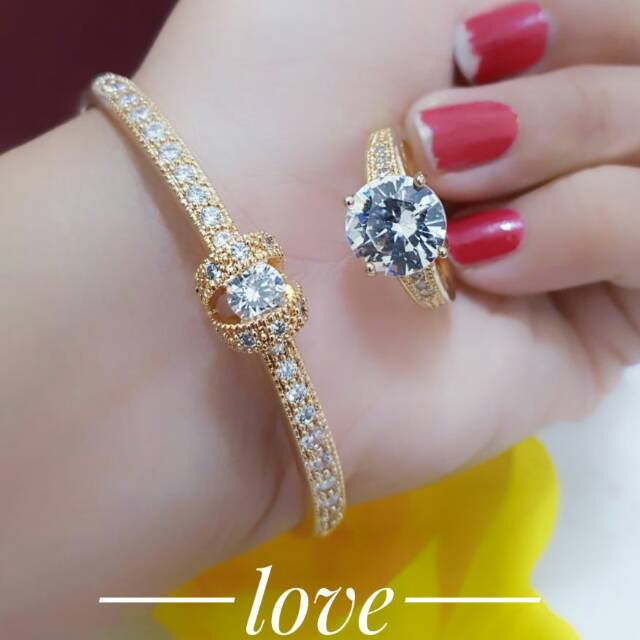 gelang tangan cantik plus cincin perhiasan terlaris