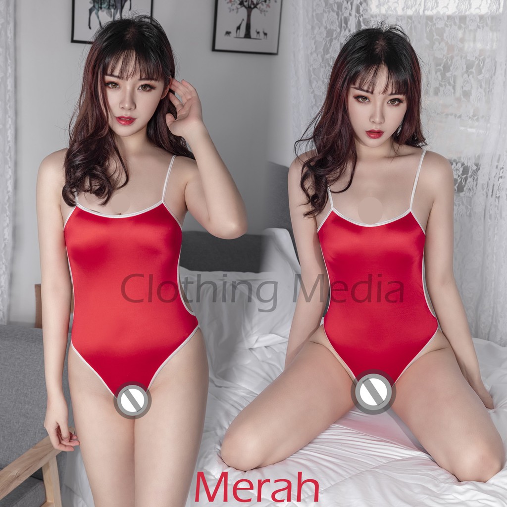 Baju Leotard Tanktop Backless Silky Punggung Terbuka Halus Monokini Elastis