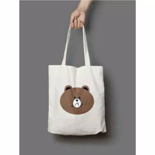 PROMO SALE 7.7 - TOTEBAG MOTIF BROWNCHIP - RESLETING BAHAN KANVAS / DINIR 300 UKURAN 35X40 CM