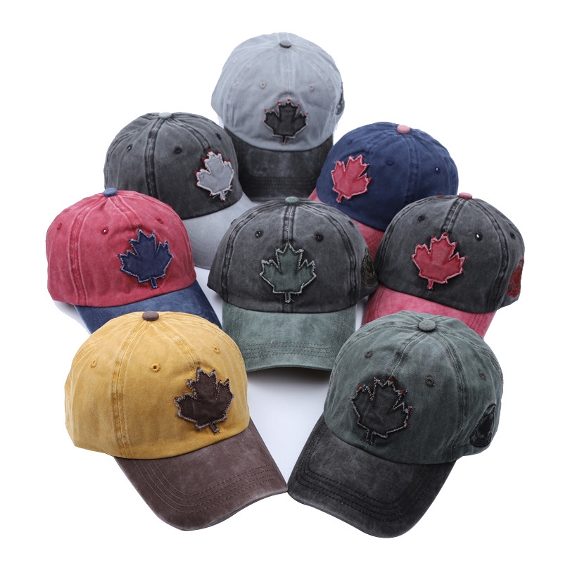 Topi Baseball Kasual Bahan Katun Motif Daun Maple Untuk Pria Dan Wanita