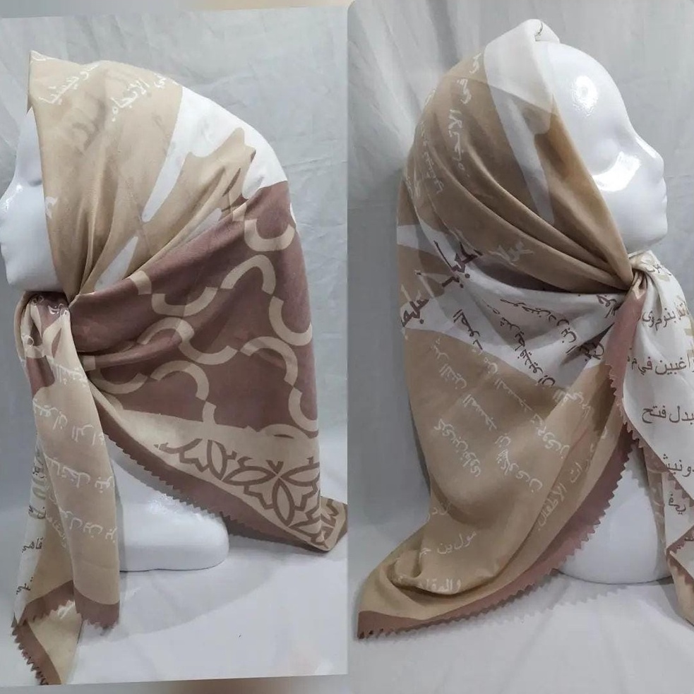 ORIGINAL VOAL KOREA / Hijab Voal Segiempat Motif Koran Arab / Hijab Lasercut Segiempat Arab Series /
