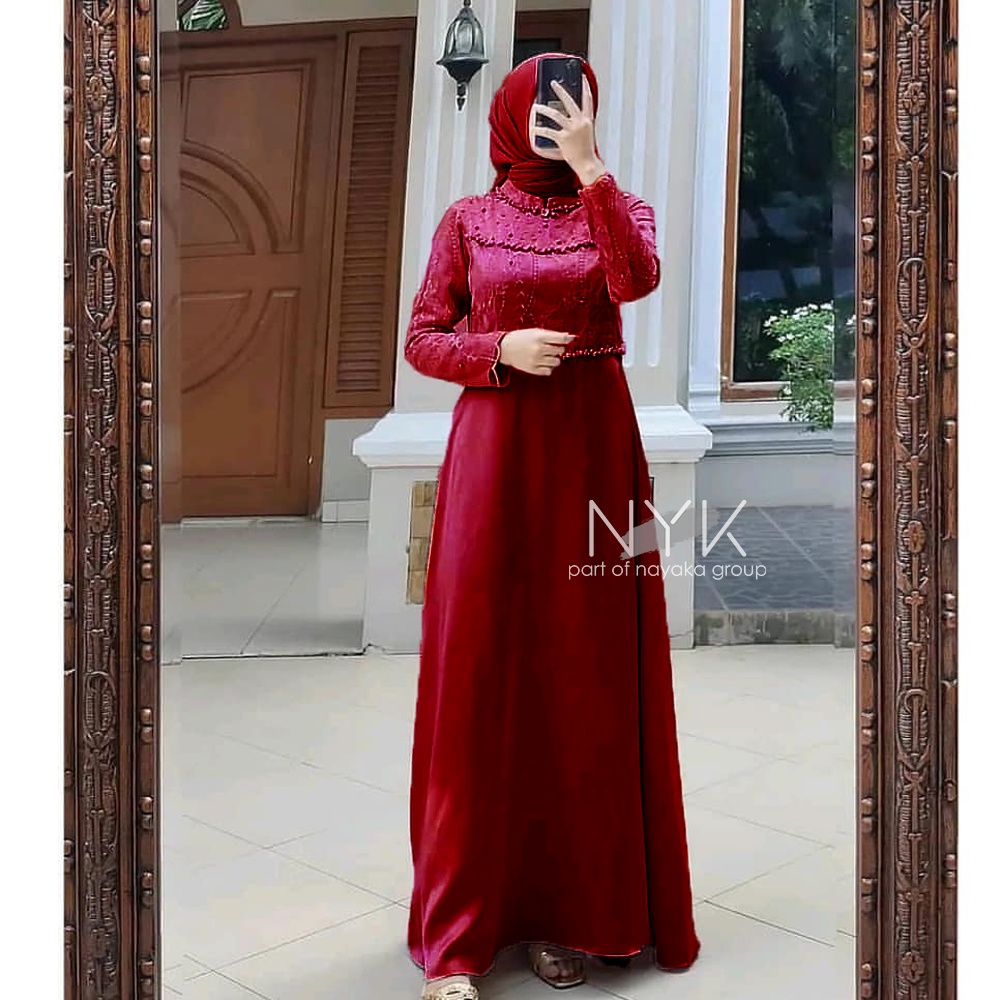 MAXI DRESS TIARA | GAMIS BROKAT MODERN | GAMIS LEBARAN | DRESS BRUKAT TULLE MUTIARA | MAXI BRIDESMAID READY SERAGAMAN