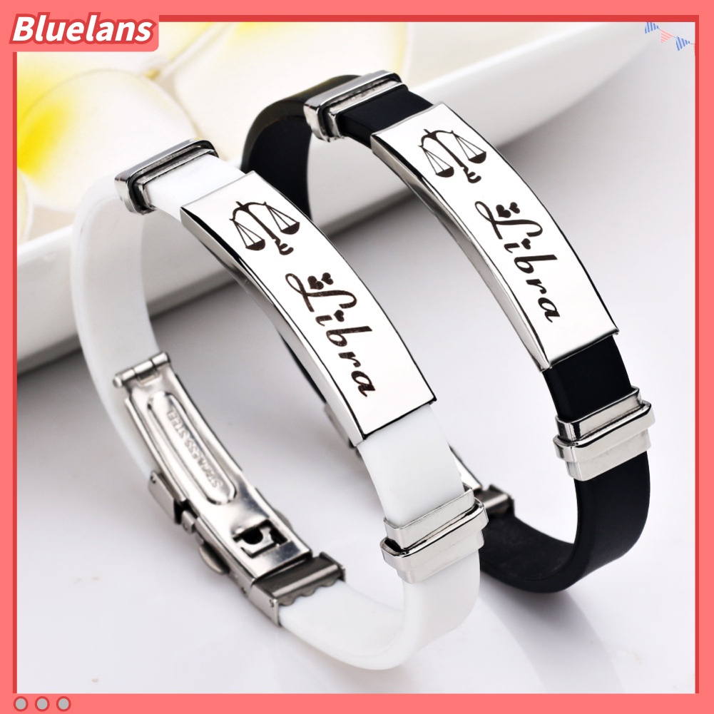 Bluelans Gelang Bangle Bahan Silikon Adjustable Desain 12 Rasi Bintang Untuk Unisex