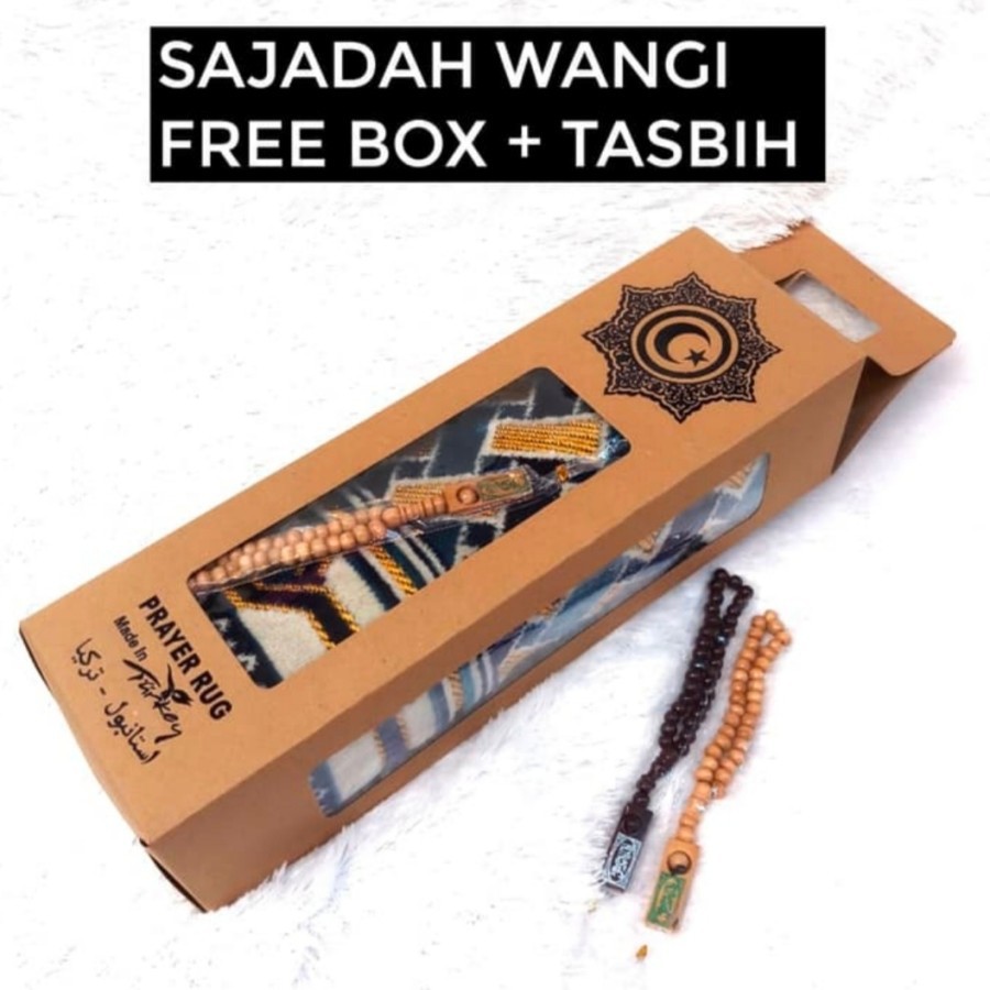 sajadah risalah wangi plus box dan tasbih/bahan beludru dan bisa bayar ditempat/COD