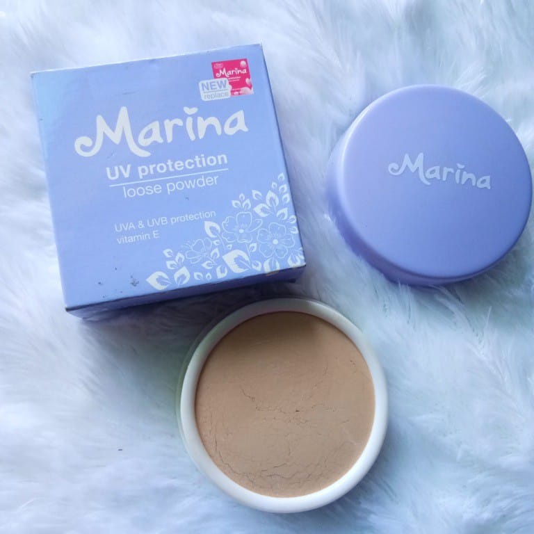 `ღ´ PHINKL `ღ´ Marina bedak tabur loose powder tempat ungu untuk sehari hari wajah anti minyak hasil natural