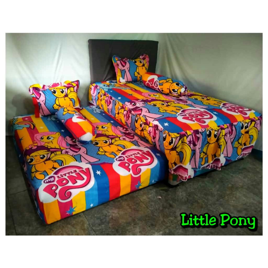 Sprei SpringBed Sorong Rumbai Katun Anak Motif Little Pony