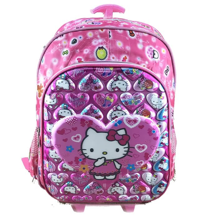 TAS ANAK IMPORT CEWE COWO TROLEY SEKOLAH ANAK SD 5D HELLO KITTY LOVE IMPORT