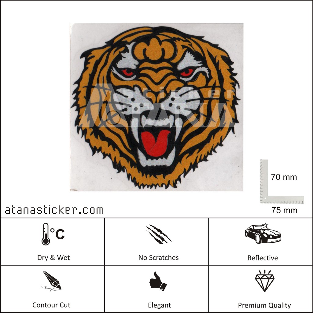 Sticker Cutting Tiger Face 75mm x 70mm