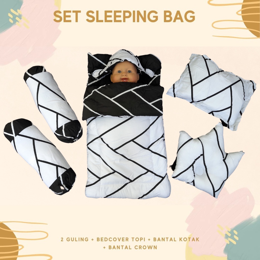 KAZUNO SET SLEEPING BAG LENGKAP MULTIFUNGSI - Selimut Bayi bc akachan guling bedset