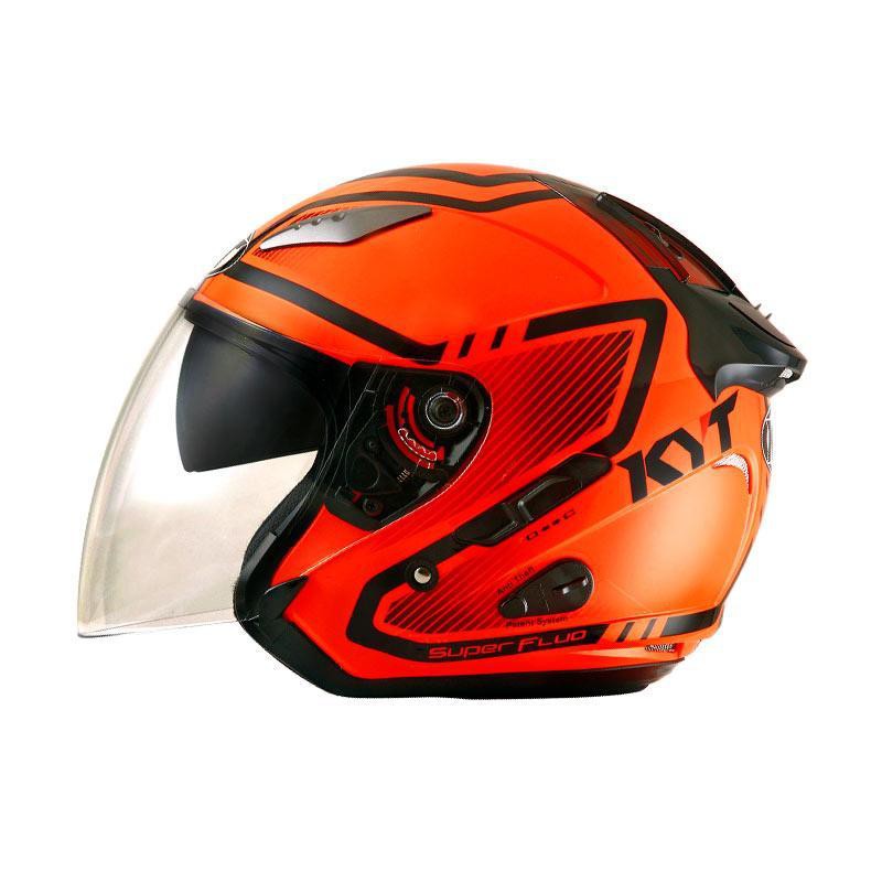 Helm KYT Galaxy Slide Super Fluo #1 - Red Fluo/Black