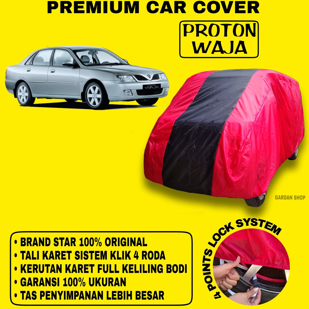 Body Cover PROTON WAJA MERAH HITAM Penutup Bodi Mobil Proton Waja Waterproof PREMIUM