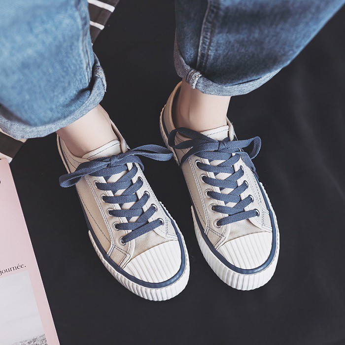AB4864 SEPATU WANITA KANVAS SNEAKERS IMPORT TERBARU TOP FASHION  BEIGE UNGU HITAM