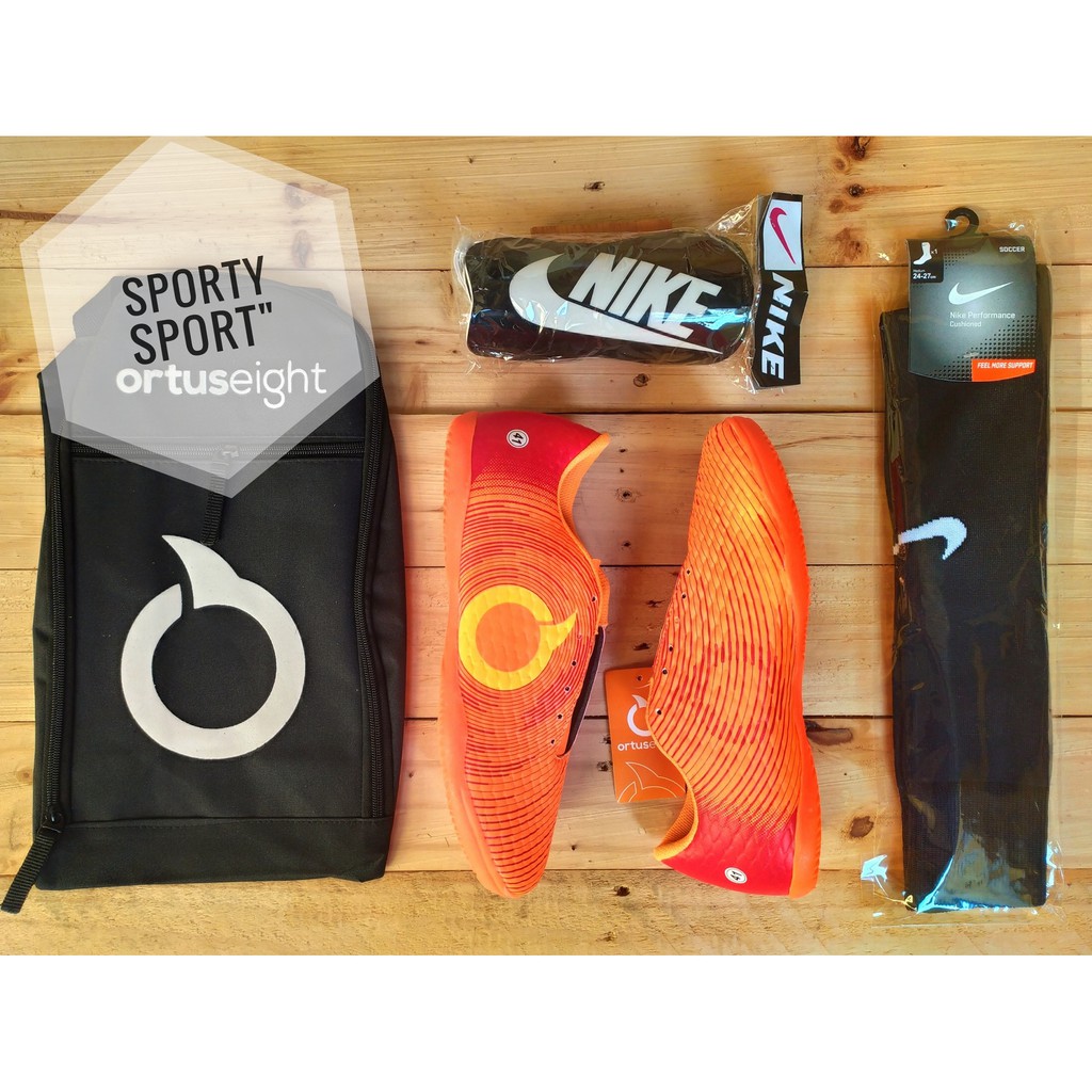 HARGA PROMO !! PAKET KOMPLIT Sepatu Futsal Ortush Ortuseight11 ravent TERBARU 1 KG MUAT 2 GRADE ORI-FUTSAL: ORTUS ORANGE